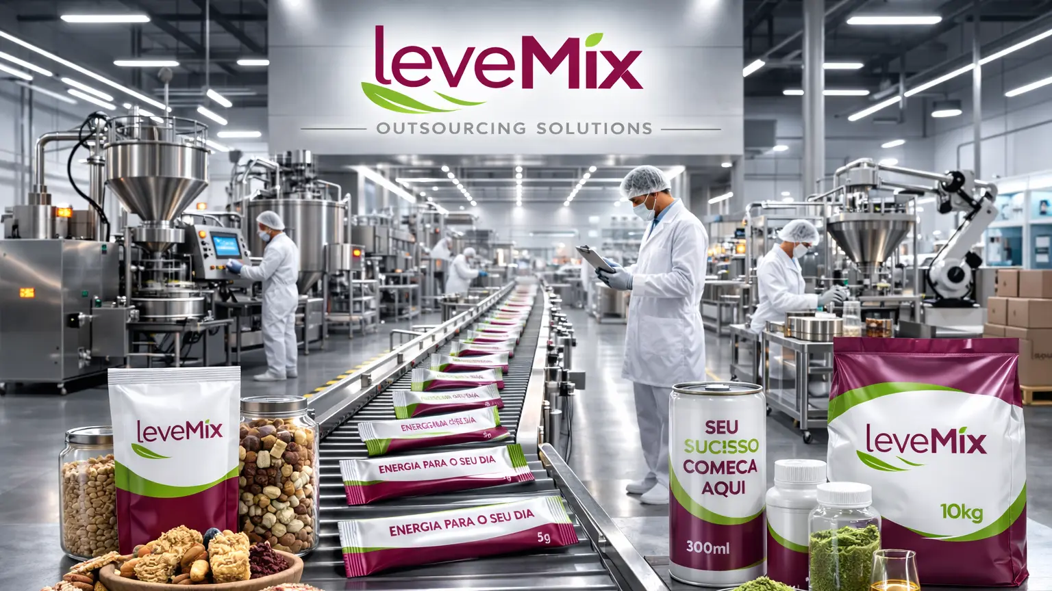 Linha de produção LeveMix com controle de qualidade